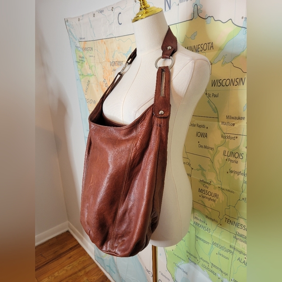 Vintage Brown Leather Shoulder Bag Purse Satchel - Picture 2 of 14